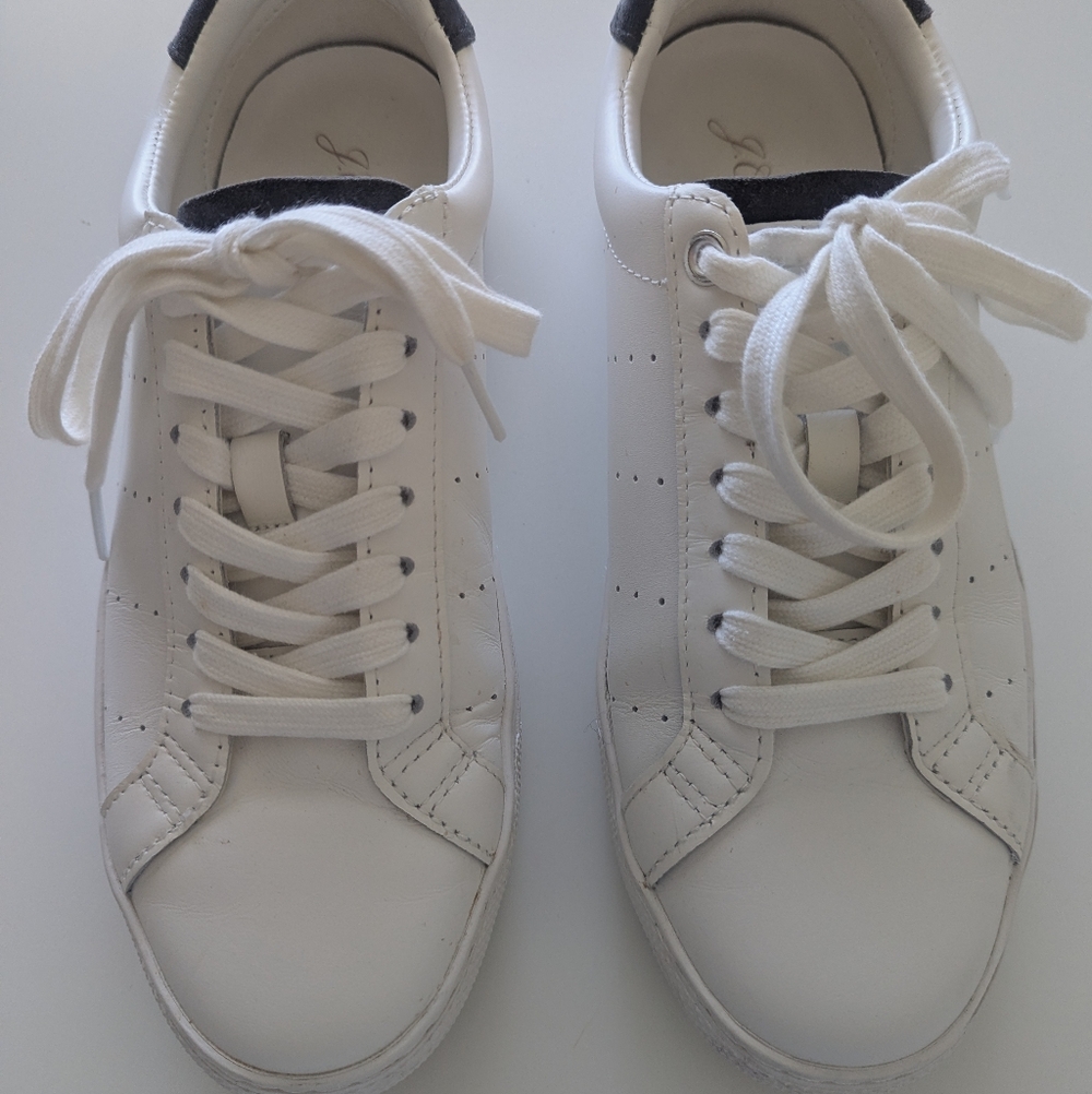 White Leather Sneakers with Black Accents